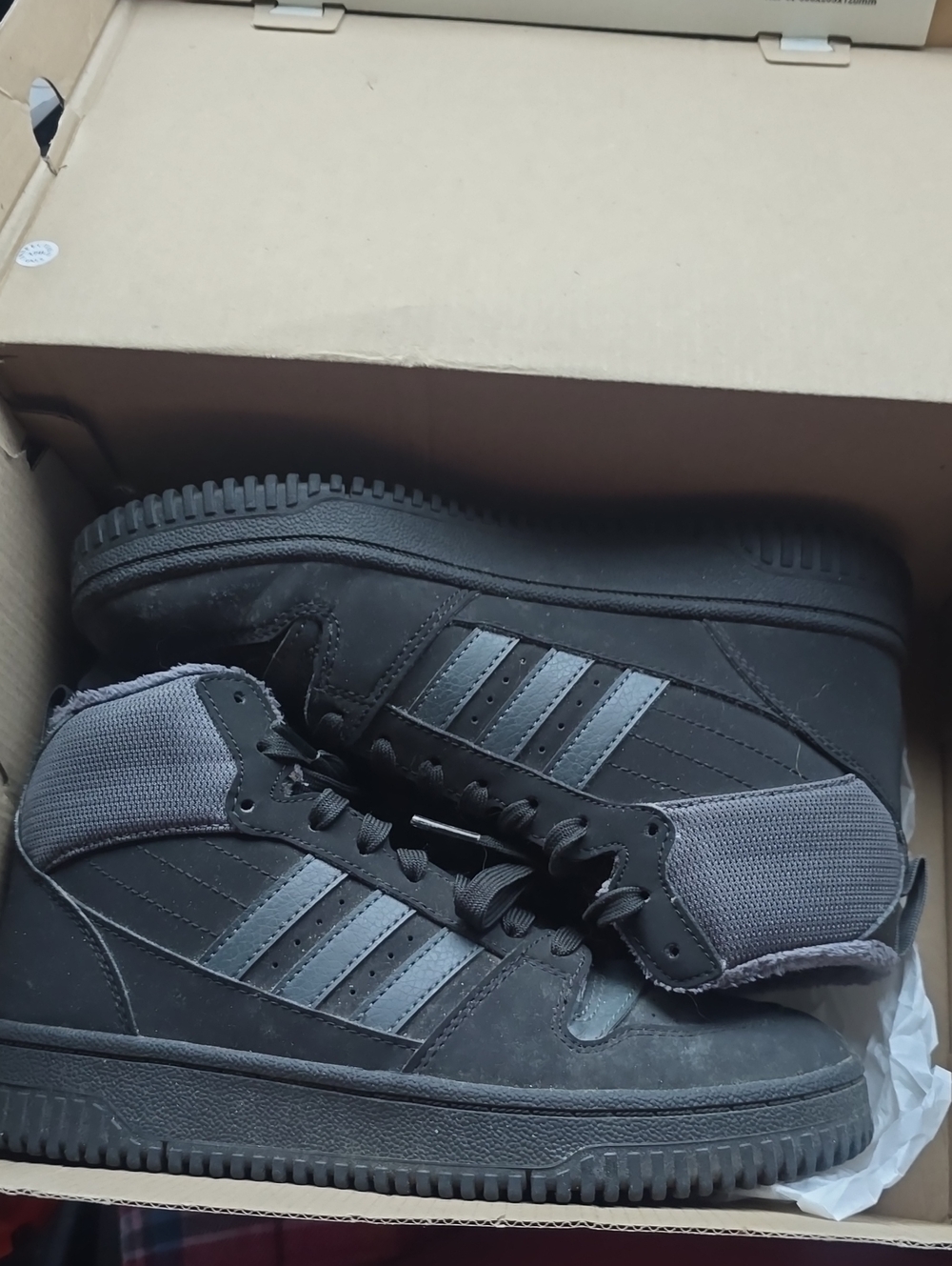 adidas Men's Black & Gray High-Top Sneakers with Three Stripes